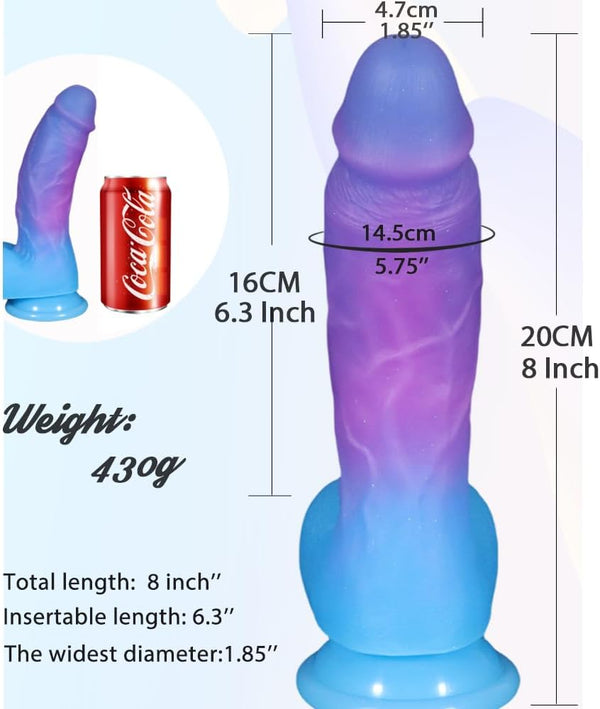 8" Personal Wellness Companion – Premium Gradient Liquid-Silicone Design with Extra-Thick 5.75" Profile, Strong Suction Base, Soft-Touch Finish & Stable Hands-Free Support