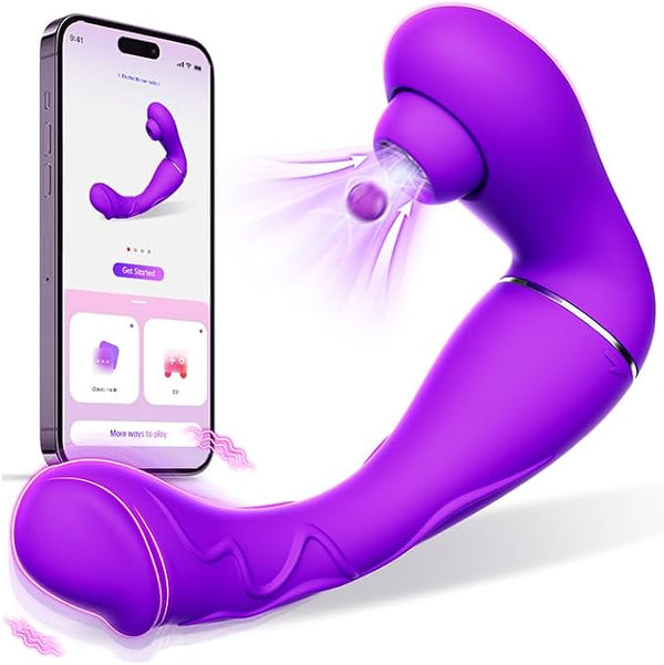 3-in-1 Smart Personal Wellness Massager – App-Controlled Device with 7 Multi-Mode Suction, Flapping & Vibration Settings, Flexible Ergonomic Design & Premium Soft-Touch Finish