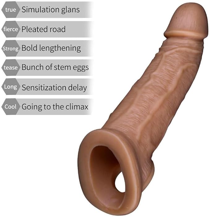 Performance Wellness Sleeve – Premium Soft-Silicone Extension with Ergonomic Contours, Flexible Comfort Fit, Reusable Design & Supportive Enhancement Profile – Brown