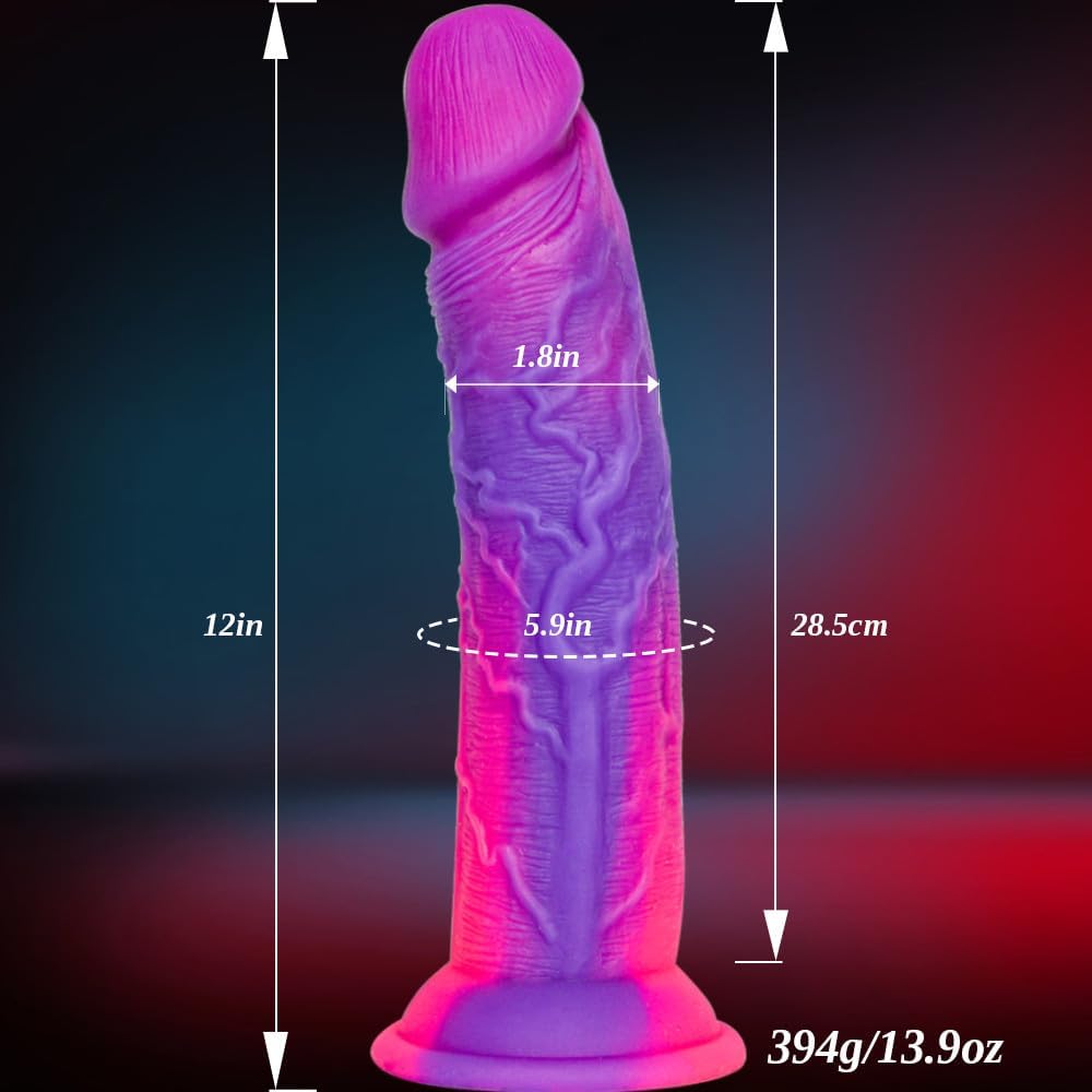 12" Soft Silicone # Premium Extra-Long Silicone Personal Wellness Massager  Realistic Ergonomic Design with Flexible Body-Safe Silicone, Hands-Free Suction Base, Comfortable Grip, and Durable Construction for a Premium Personal Care Experience.