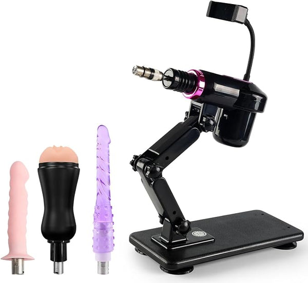 Mini Personal Wellness System – Compact Automatic Comfort Device with Dual Attachments, Multi-Angle Adjustable Stand, Ergonomic Design & Versatile Connector Support