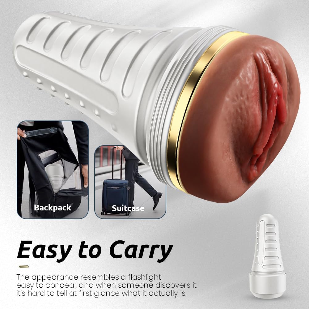 7.5" Personal Wellness Massager – Premium Soft-Touch Stroker with Deep Textured Interior, Flexible Comfort Design, Ergonomic Grip & Easy-Care Construction – Brown