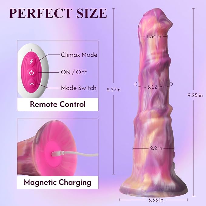 9.25" Fantasy Personal Wellness Massager – Remote-Controlled Silicone Device with 8+1 Comfort Modes, Strong Suction Base, Ergonomic Curved Design & Hands-Free Stability