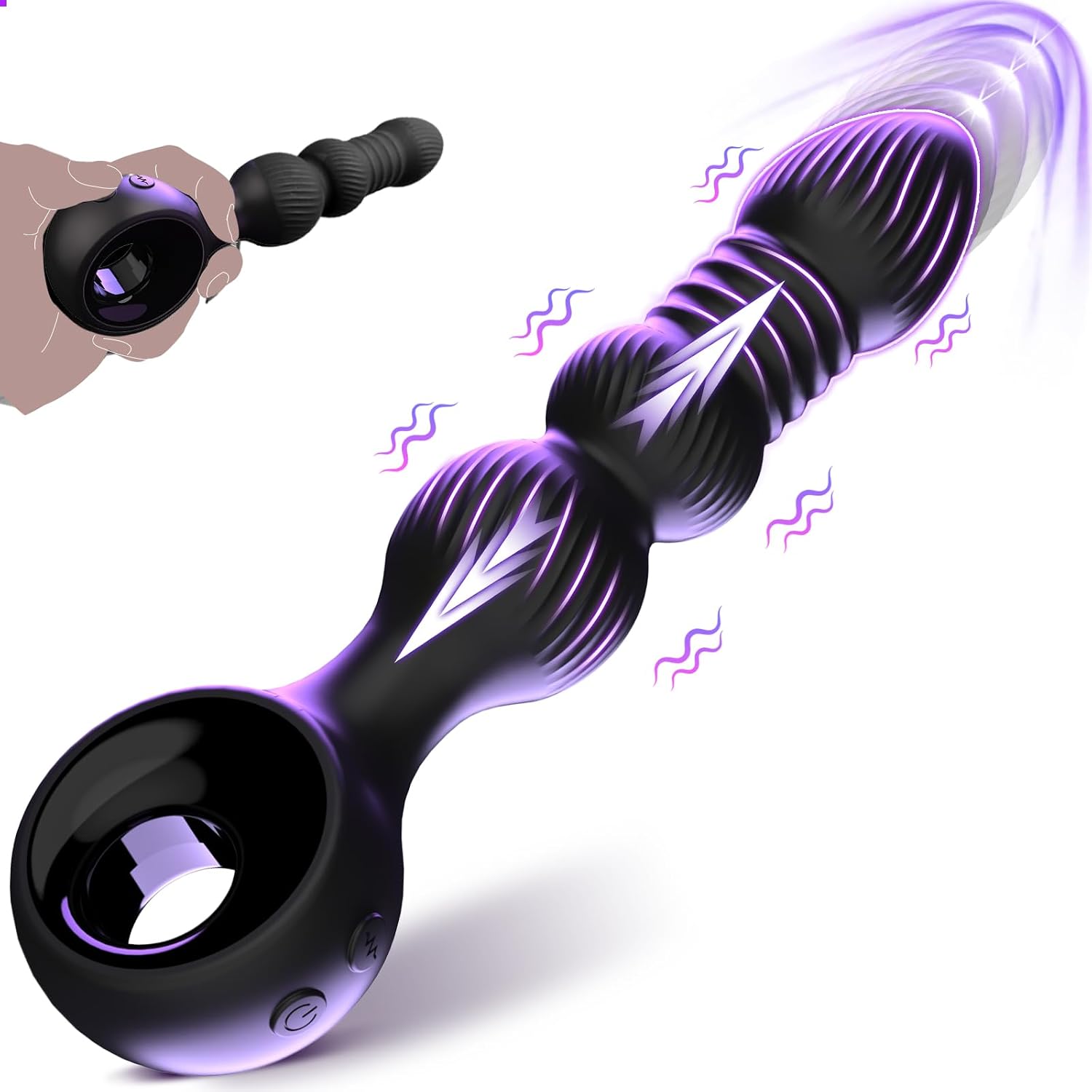 Personal Wellness Massager – Rechargeable Remote-Control Device with 10 Vibration & 7 Dynamic Motion Modes, Flexible Beaded Design, Ergonomic Comfort & Adjustable Fit
