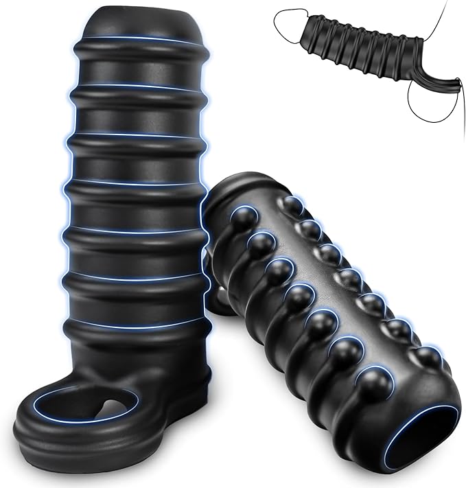 3D Performance Wellness Sleeve – Reusable Waterproof Silicone Extension with Support Ring, Textured Ergonomic Surface, Flexible Comfort Fit & Durable Black Finis.