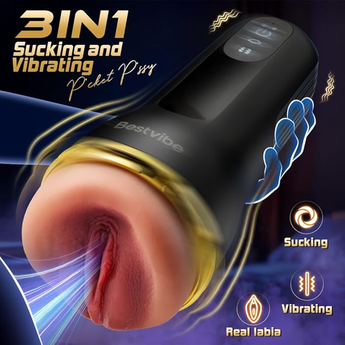 Automatic Personal Wellness Massager – Premium Soft-Touch Stroker with 5 Suction & 10 Vibration Modes, Realistic Textured Interior, Ergonomic Grip & Portable Design