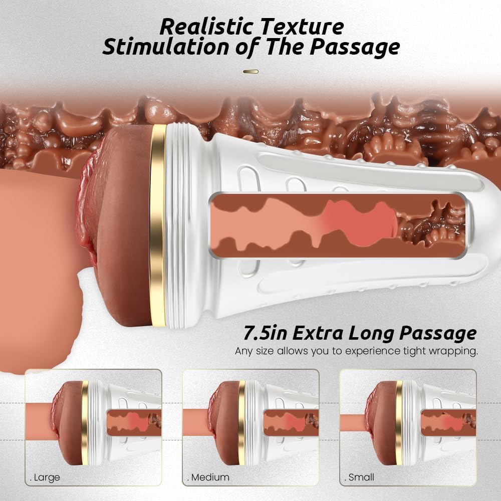 7.5" Personal Wellness Massager – Premium Soft-Touch Stroker with Deep Textured Interior, Flexible Comfort Design, Ergonomic Grip & Easy-Care Construction – Brown