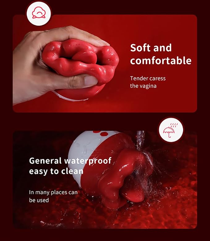 Rose Personal Wellness Massager – 2-in-1 Rechargeable Waterproof Silicone Device with 8 Comfort Modes, Gentle Suction & Motion Functions, Ergonomic Design & Soft-Touch Finish – Red