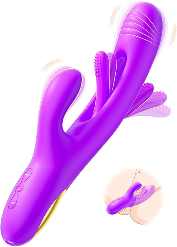 3-in-1 Personal Wellness Massager – Premium Purple Silicone Device with 14 Vibration & 7 Gentle Motion Modes, Dual-Zone Comfort Design, Ergonomic Fit & Easy-Care Finish