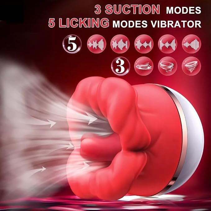 Rose Personal Wellness Massager – 2-in-1 Rechargeable Waterproof Silicone Device with 8 Comfort Modes, Gentle Suction & Motion Functions, Ergonomic Design & Soft-Touch Finish – Red
