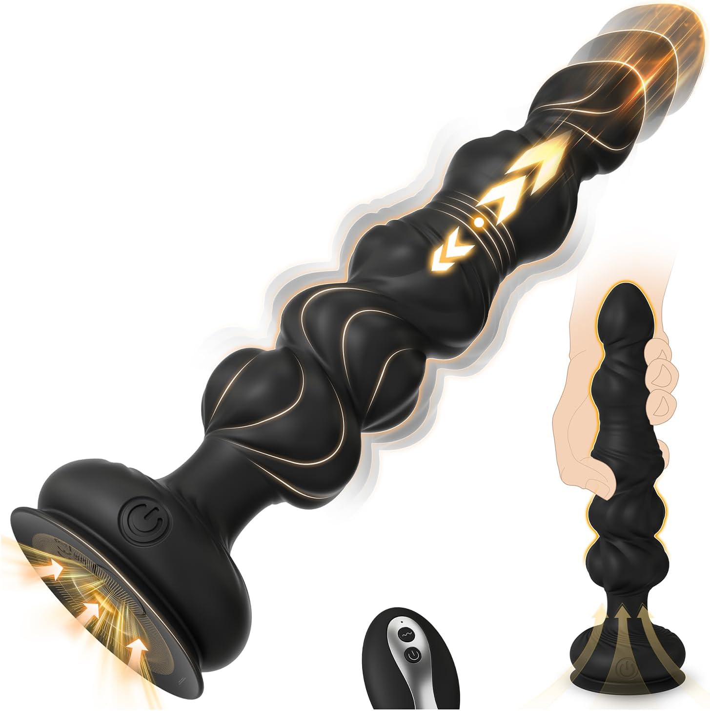 Pro Personal Wellness Massager – Remote-Controlled Silicone Device with 10 Dynamic Motion & Vibration Modes, Gradual Beaded Design, Stable Suction Base & Ergonomic Comfort Fit