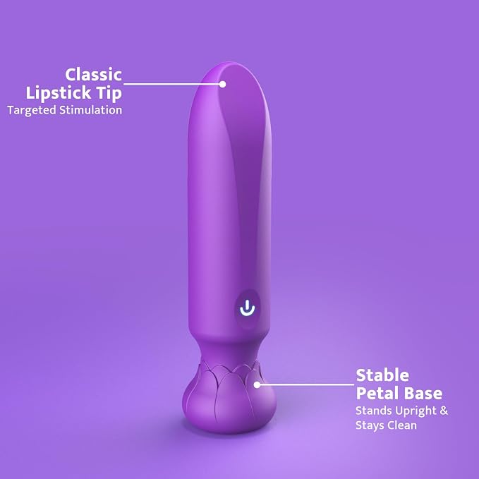 Mini Bullet Vibrator, 9-Speed Clitoral Stimulator, Rechargeable, Purple | Unique lipstick shape, 9 powerful yet quiet vibration modes, fully waterproof, and fast magnetic charging.