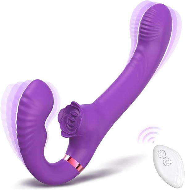 Duo Personal Wellness Massager – Strapless Rechargeable Silicone Device with 10 Vibration Modes, Double-Ended Wearable Design, Anti-Slip Grip & Remote Control