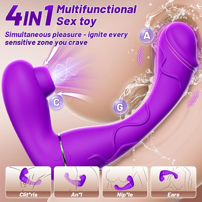 3-in-1 Smart Personal Wellness Massager – App-Controlled Device with 7 Multi-Mode Suction, Flapping & Vibration Settings, Flexible Ergonomic Design & Premium Soft-Touch Finish