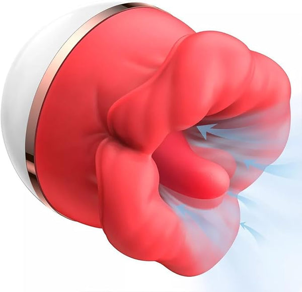 Rose Personal Wellness Massager – 2-in-1 Rechargeable Waterproof Silicone Device with 8 Comfort Modes, Gentle Suction & Motion Functions, Ergonomic Design & Soft-Touch Finish – Red