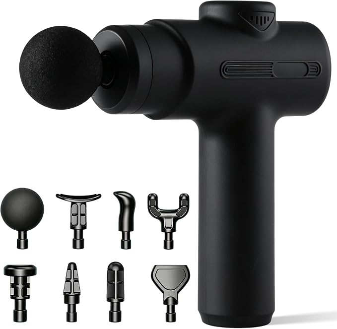 Massage Gun Deep Tissue, Handheld Neck Massager, Portable - 6 Adjustable Vibration Levels, Electric Back Massagers for Athletes, Home & Gym, Mothers Day Gifts (Black)