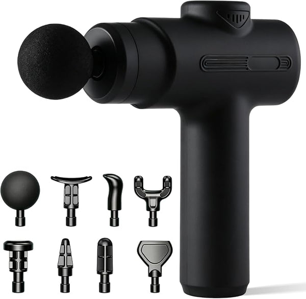 Massage Gun Deep Tissue, Handheld Neck Massager, Portable - 6 Adjustable Vibration Levels, Electric Back Massagers for Athletes, Home & Gym, Mothers Day Gifts (Black)