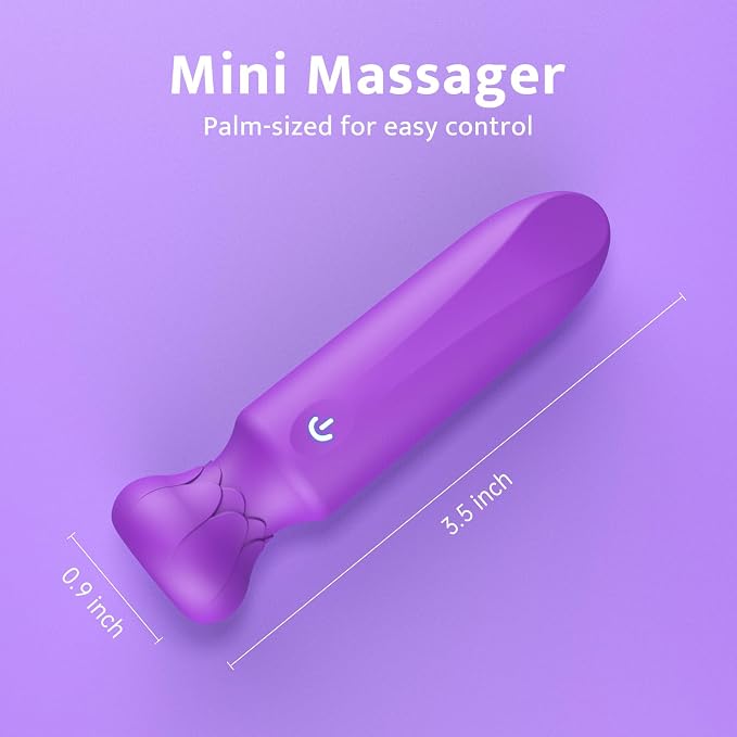 Mini Bullet Vibrator, 9-Speed Clitoral Stimulator, Rechargeable, Purple | Unique lipstick shape, 9 powerful yet quiet vibration modes, fully waterproof, and fast magnetic charging.
