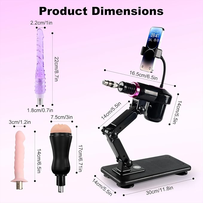 Mini Personal Wellness System – Compact Automatic Comfort Device with Dual Attachments, Multi-Angle Adjustable Stand, Ergonomic Design & Versatile Connector Support