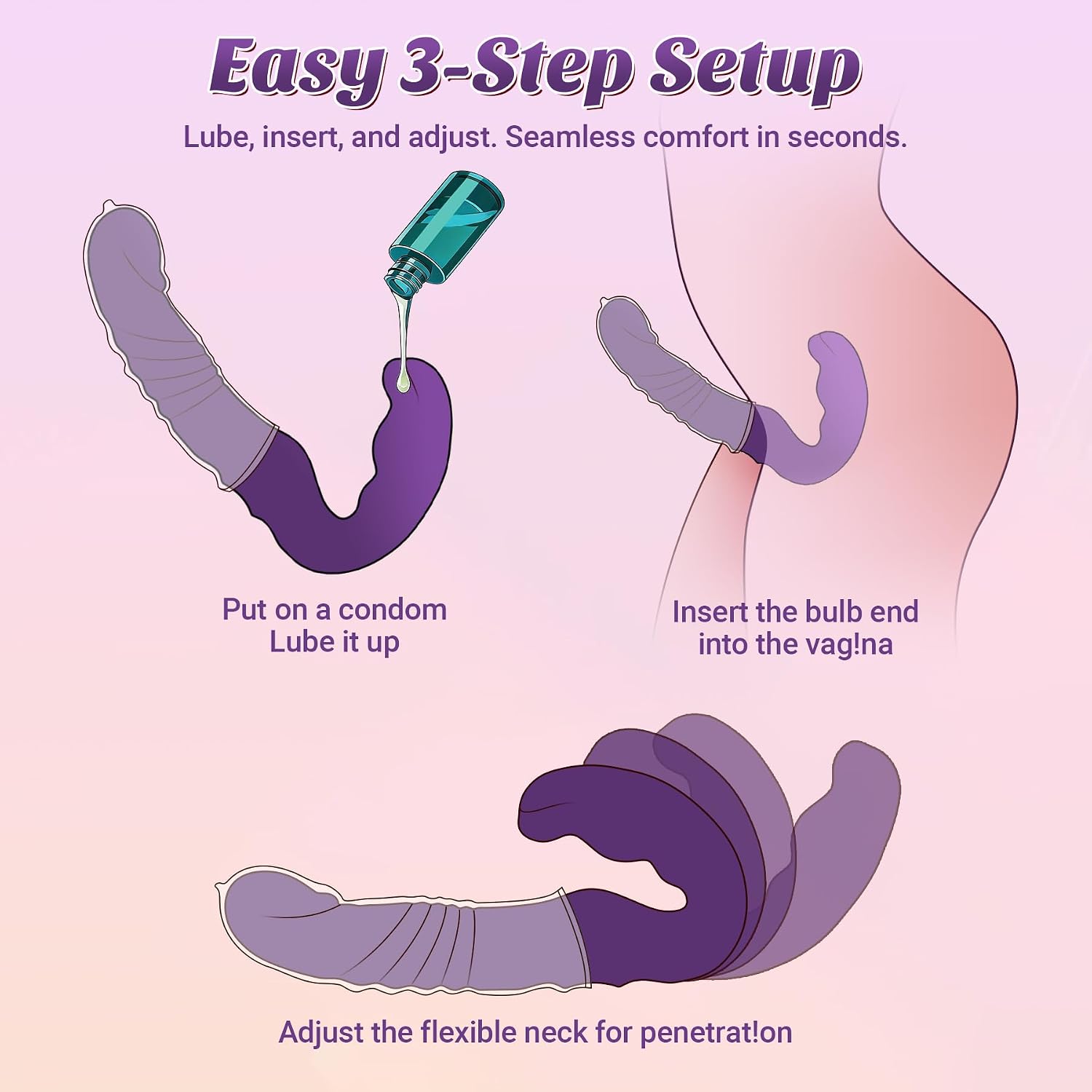 Premium Purple Silicone Device with 10 Comfort Modes, Remote Control, Double-Ended Wearable Design, Flexible Ergonomic Fit & Soft-Touch Finish