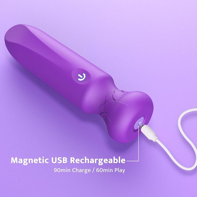 Mini Bullet Vibrator, 9-Speed Clitoral Stimulator, Rechargeable, Purple | Unique lipstick shape, 9 powerful yet quiet vibration modes, fully waterproof, and fast magnetic charging.