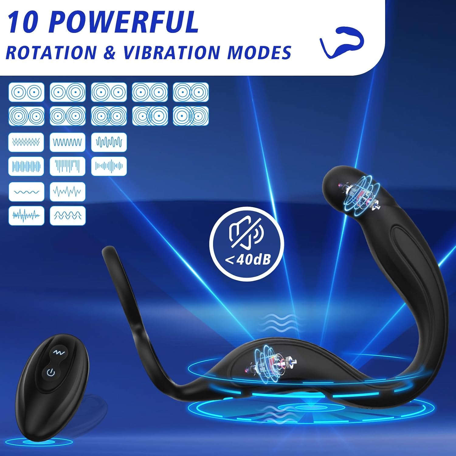 Premium 360° Rotating Rechargeable Personal Massager  Ergonomic C-Shaped Intimate Wellness Device with 10 Vibration Modes, Remote Control, Waterproof Design, Body-Safe Silicone, and Comfortable Wearable Fit.