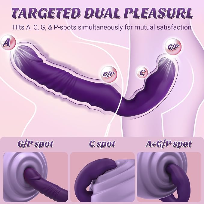 Premium Purple Silicone Device with 10 Comfort Modes, Remote Control, Double-Ended Wearable Design, Flexible Ergonomic Fit & Soft-Touch Finish