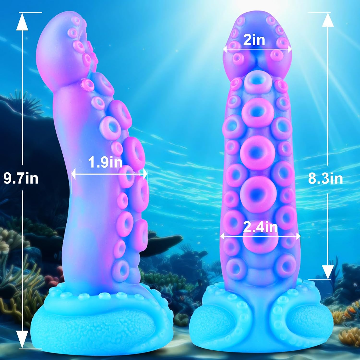 10" Silicone Fantasy Premium Extra-Large Silicone Fantasy Personal Wellness Massager  Flexible Body-Safe Silicone Design with Wide XL Construction, Hands-Free Suction Base, Unique Textured Finish, Waterproof-Friendly Build, and Durable Premium Materials.