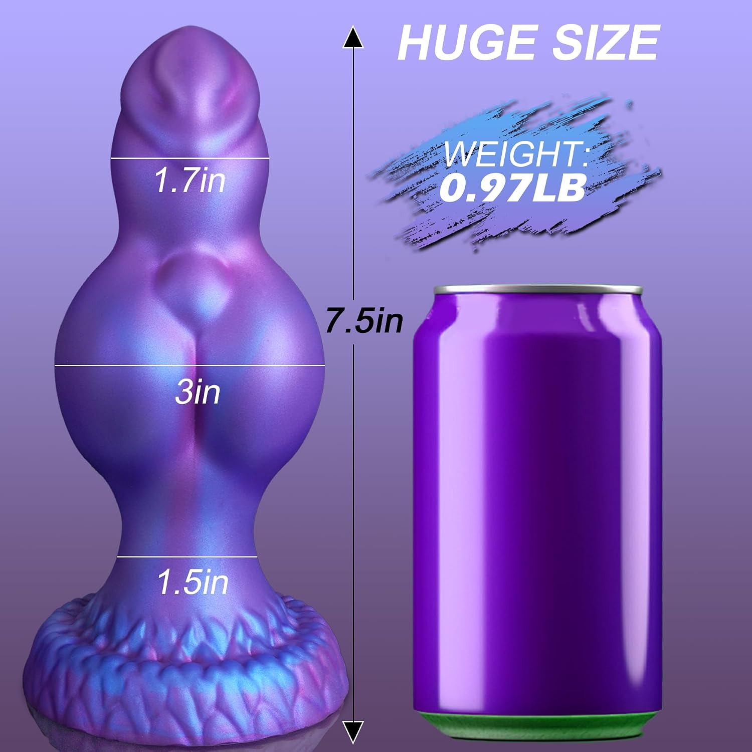 XXL Personal Wellness Companion – Premium Soft-Touch Silicone Design with 3-Inch Wide Profile, Knotted Ergonomic Contours, Strong Suction Base & Stable Hands-Free Support