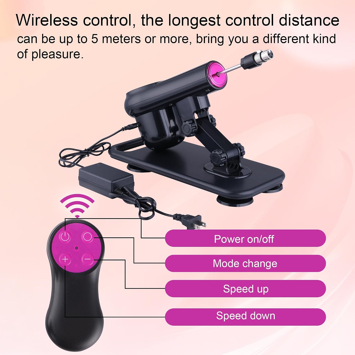 Automatic Personal Wellness System – Powerful Motion Device with Secure Suction Base, 3XLR Connector & 8 Interchangeable Attachments, Designed for Adjustable Comfort