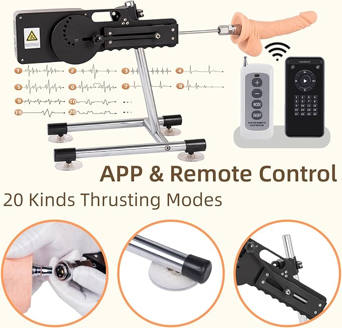 Smart Personal Wellness System – App & Remote-Controlled Device with 20 Dynamic Motion Modes, Vibration & Warming Functions, Metal Drive System and 6 Interchangeable Accessories