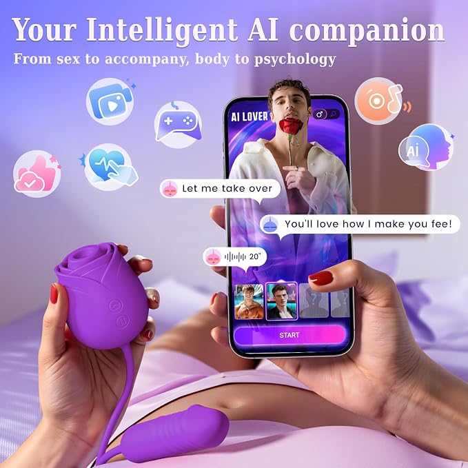 Smart Personal Wellness Massager – App-Controlled Silicone Device with 10 Multi-Mode Settings, AI Sync, Waterproof Design, Gentle Suction & Dynamic Motion Functions