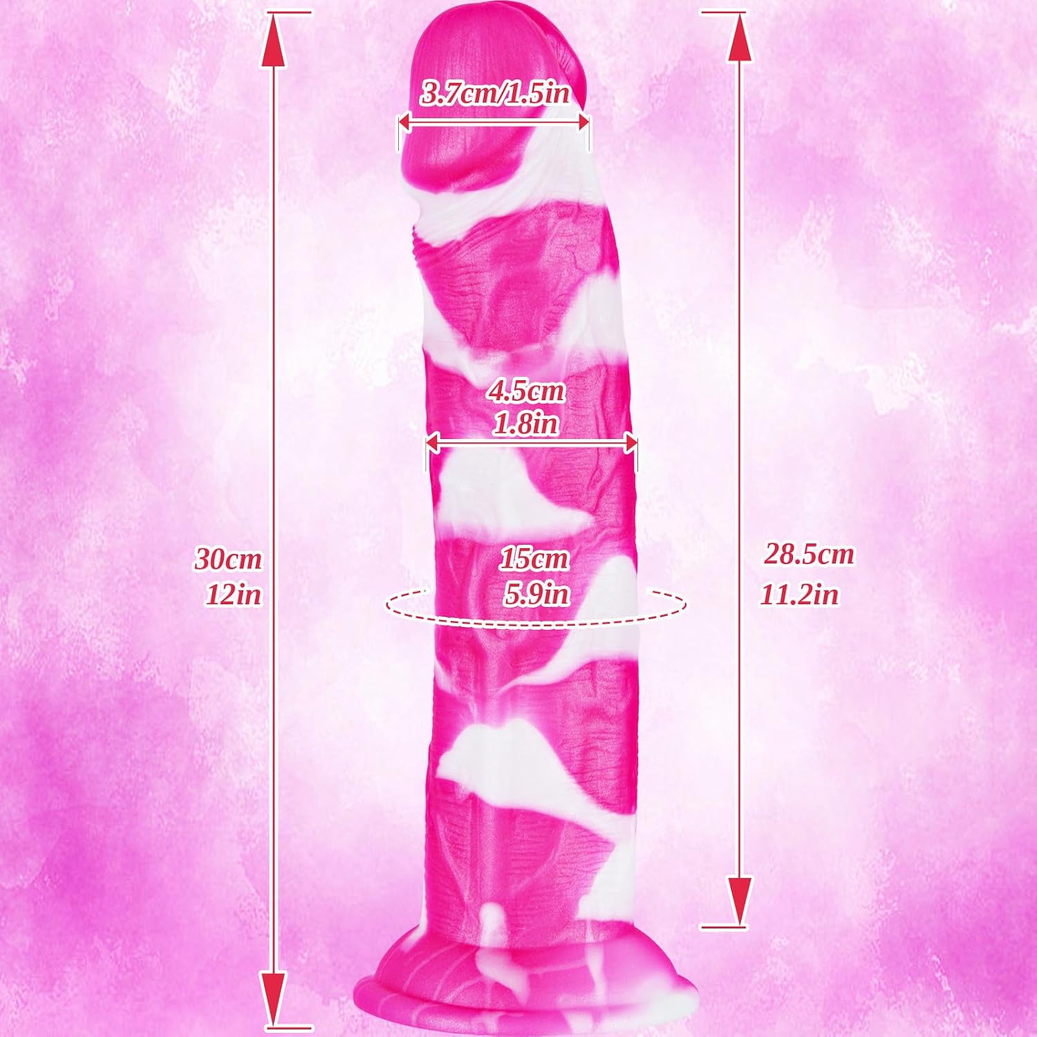 12" Soft Silicone Premium Extra-Long Silicone Personal Wellness Massager  Soft Body-Safe Silicone Design with Flexible Construction, Hands-Free Suction Base, Ergonomic Form, and Durable Premium Finish.