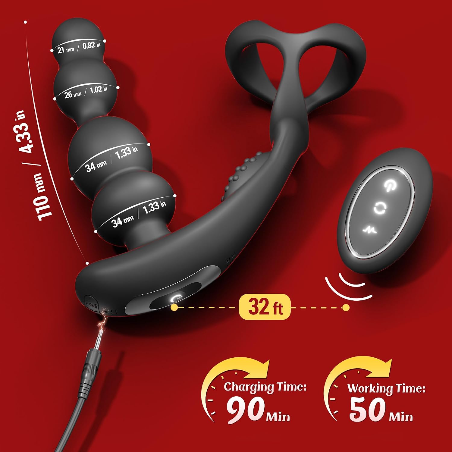 Premium Rechargeable Prostate Wellness Massager  Ergonomic Personal Wellness Device with 360° Rotation, 10 Vibration Modes, Remote Control, Body-Safe Silicone, Comfortable Ring Accessory, and Waterproof Design.