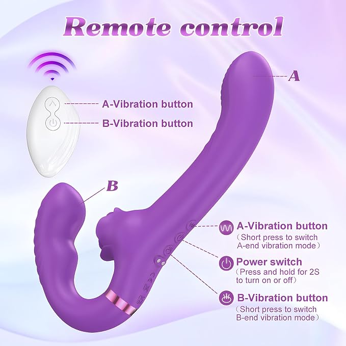 Duo Personal Wellness Massager – Strapless Rechargeable Silicone Device with 10 Vibration Modes, Double-Ended Wearable Design, Anti-Slip Grip & Remote Control