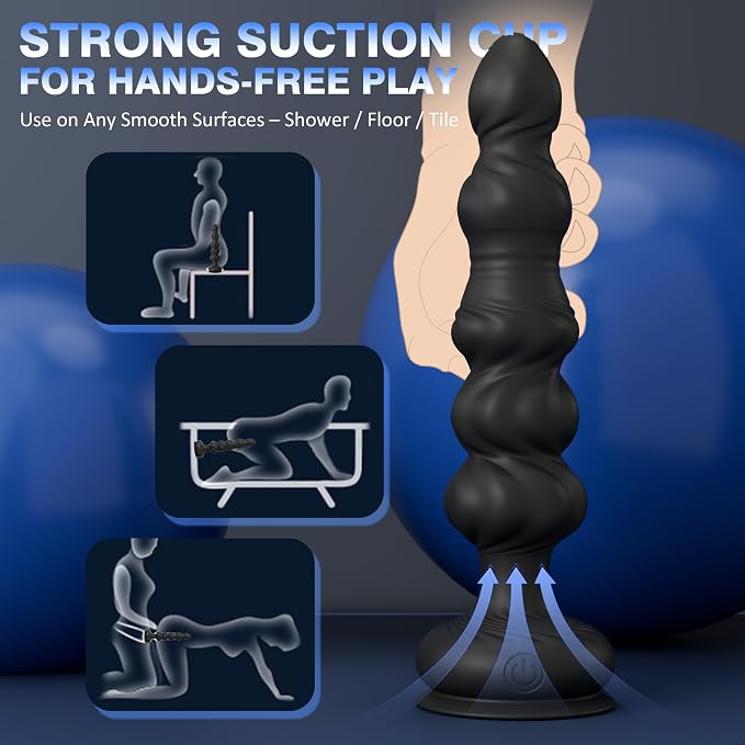Pro Personal Wellness Massager – Remote-Controlled Silicone Device with 10 Dynamic Motion & Vibration Modes, Gradual Beaded Design, Stable Suction Base & Ergonomic Comfort Fit