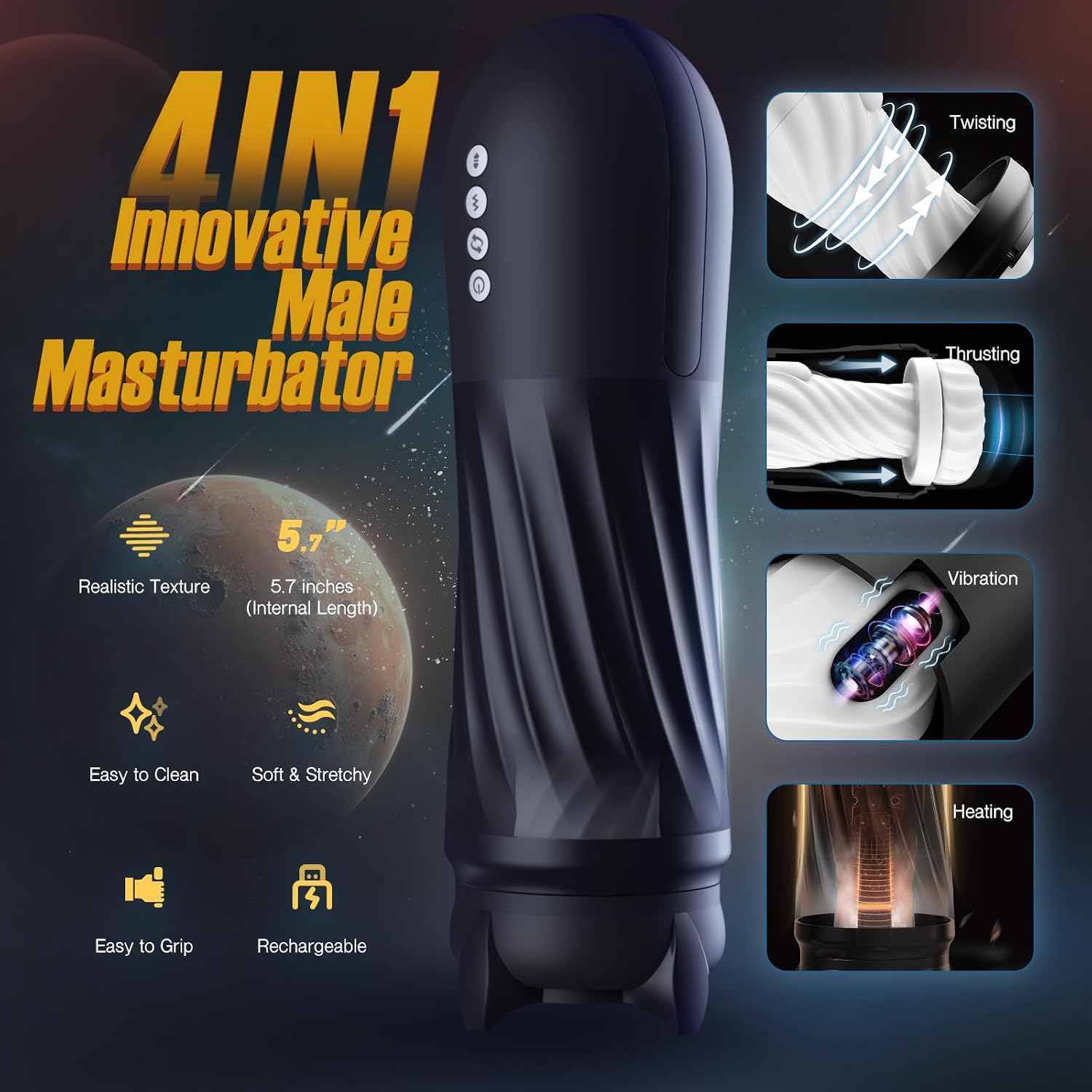 Automatic Personal Wellness Massager – Hands-Free Device with 3 Twisting, 5 Dynamic Motion & Vibration Modes, Gentle Warming Function, Soft-Touch Interior & Ergonomic Design