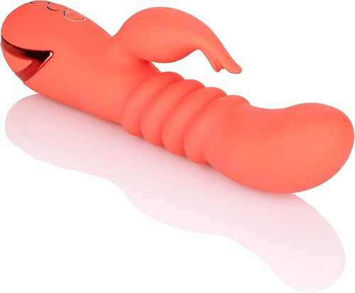 Cutie Silicone Thrusting Rabbit Vibrator, Orange, 1 Count