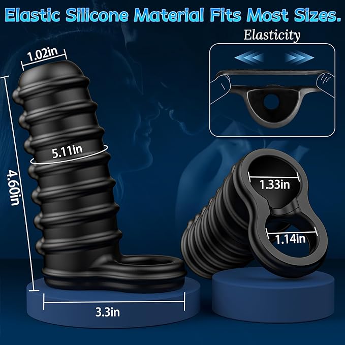 3D Performance Wellness Sleeve – Reusable Waterproof Silicone Extension with Support Ring, Textured Ergonomic Surface, Flexible Comfort Fit & Durable Black Finis.