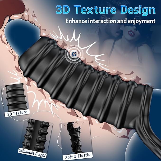 3D Performance Wellness Sleeve – Reusable Waterproof Silicone Extension with Support Ring, Textured Ergonomic Surface, Flexible Comfort Fit & Durable Black Finis.