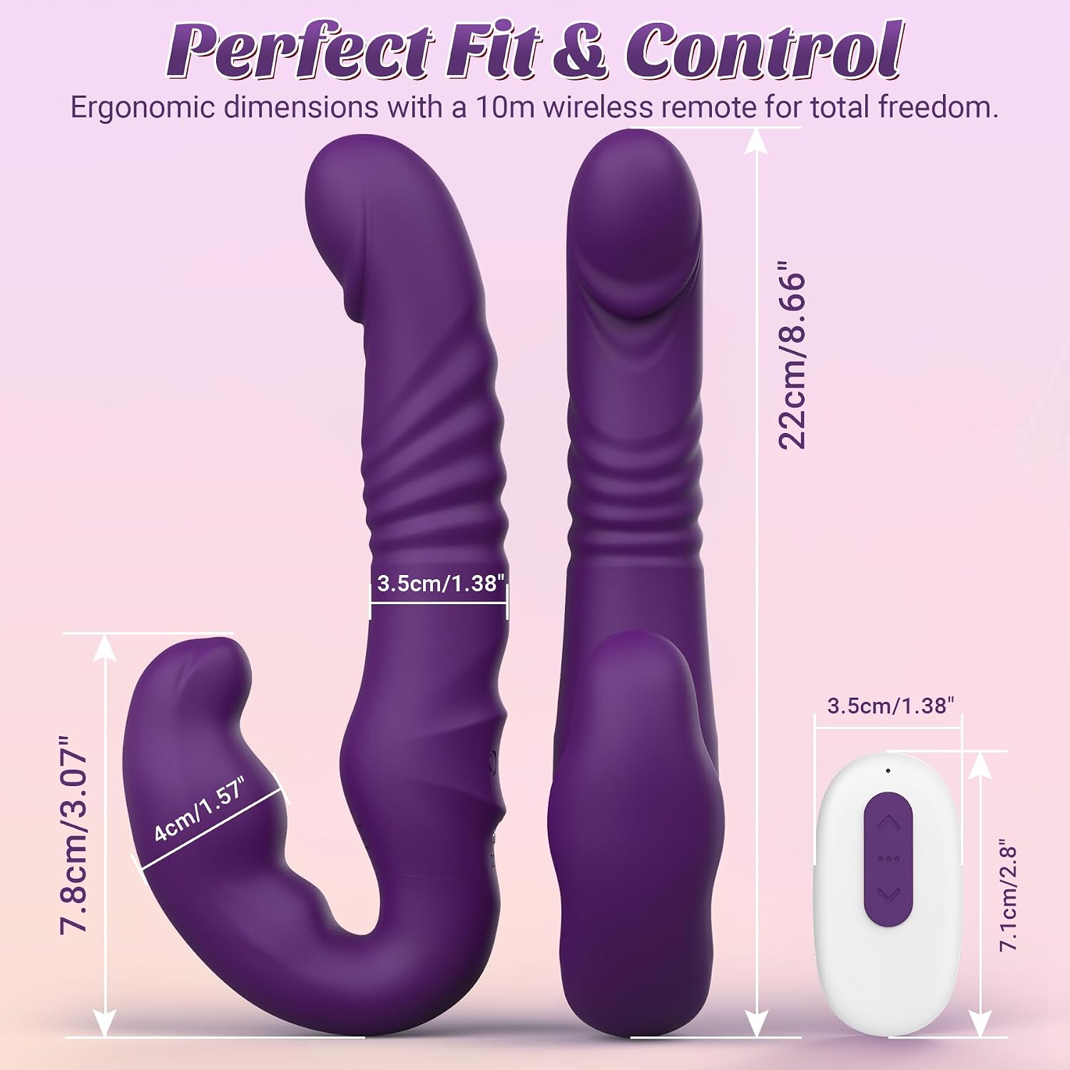 Premium Purple Silicone Device with 10 Comfort Modes, Remote Control, Double-Ended Wearable Design, Flexible Ergonomic Fit & Soft-Touch Finish