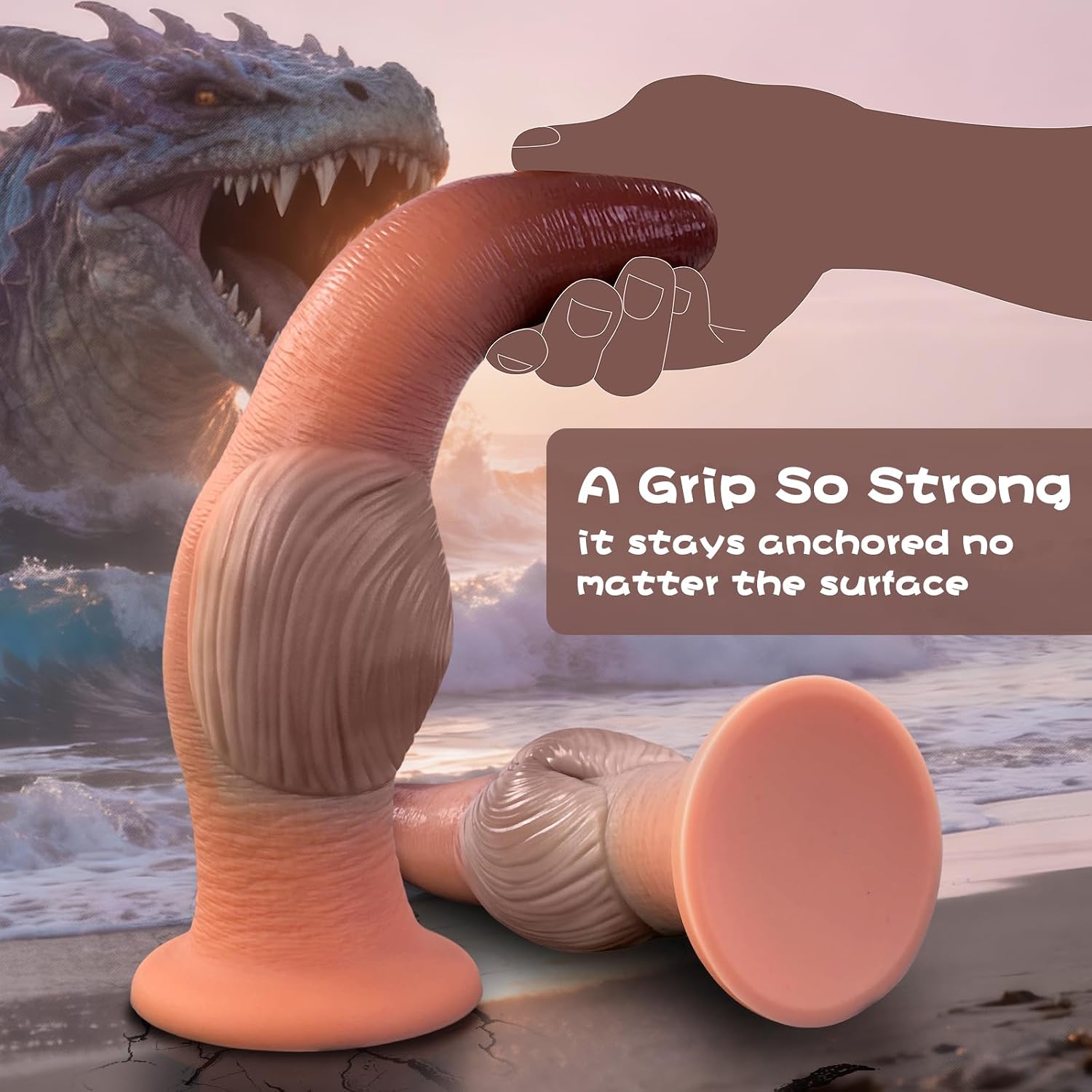 XXL Fantasy Personal Wellness Companion – Premium Soft-Touch Silicone Design with Extra-Thick Knotted Profile, Stable Suction Base, Ergonomic Contours & Advanced Comfort Fit