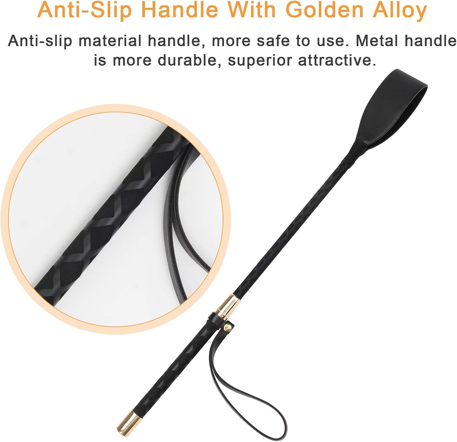 18-Inch PU Leather Equestrian Riding Crop  Durable Horse Riding Crop with Double Slapper Design, Comfortable Grip, Flexible Construction, and Sleek Black Finish for Reliable Equestrian Use.