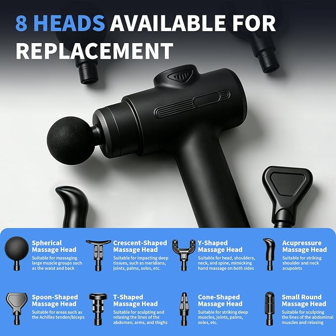 Massage Gun Deep Tissue, Handheld Neck Massager, Portable - 6 Adjustable Vibration Levels, Electric Back Massagers for Athletes, Home & Gym, Mothers Day Gifts (Black)