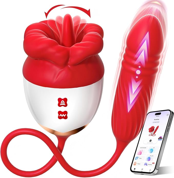 Rose Smart Personal Wellness Massager – App-Controlled Silicone Device with Gentle Motion & Vibration Functions, Ergonomic Dual-Zone Design, Soft-Touch Finish & Rechargeable Convenience