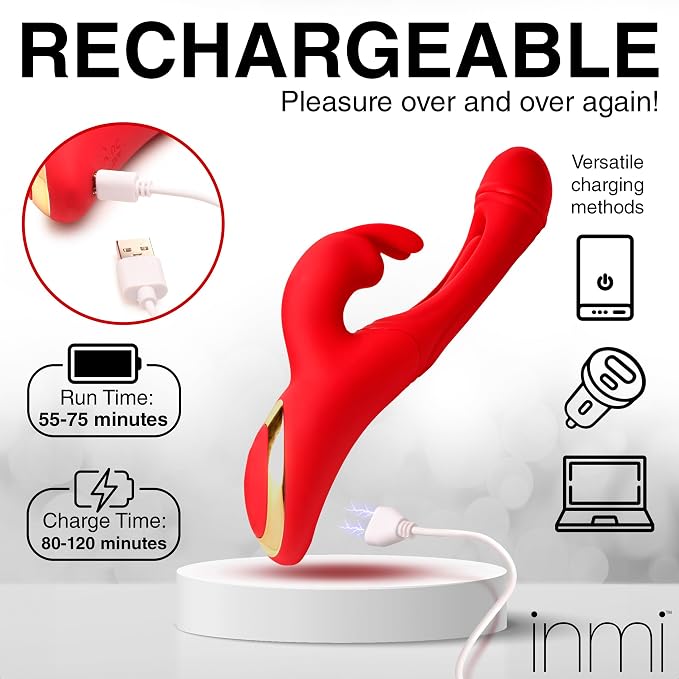 Duo Personal Wellness Massager Set – Premium Rechargeable Silicone Devices with Dual-Zone Vibration, Flexible Flicking Motion, Ergonomic G-Spot Comfort Design & Smooth Soft-Touch Finish – Red