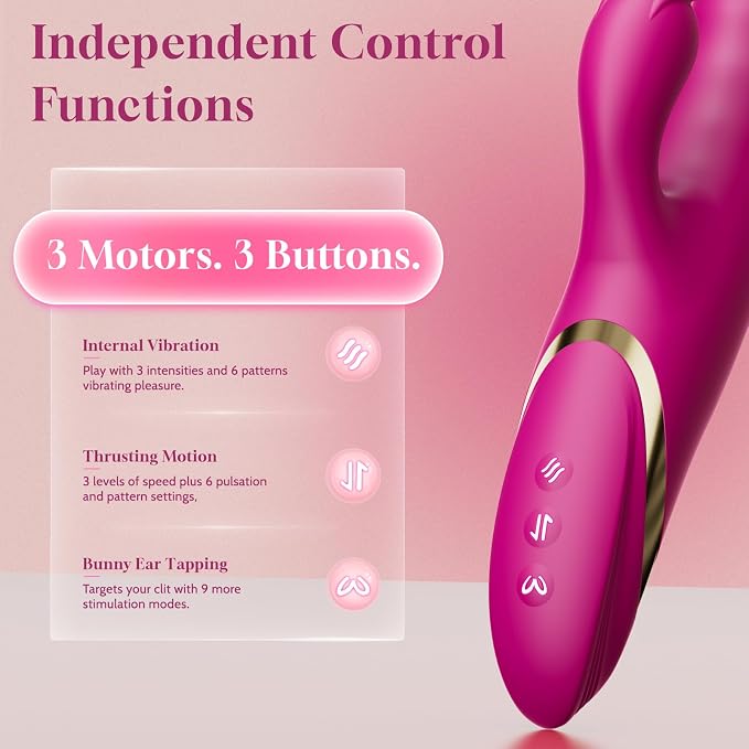 Bunny Personal Wellness Massager – Quiet, Waterproof & Rechargeable Silicone Device with Dynamic Motion, Curved Ergonomic Design, Targeted Comfort Zones & Shower-Friendly Construction