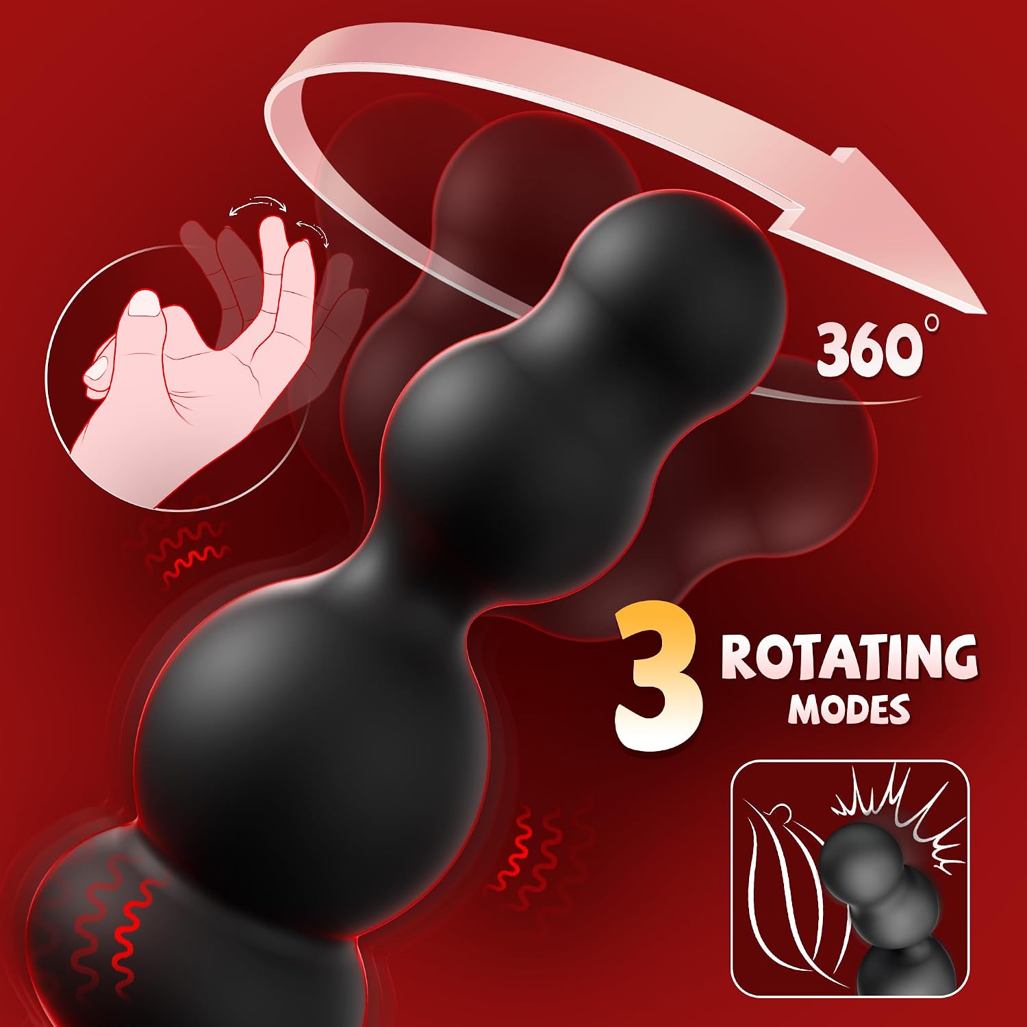 Premium Rechargeable Prostate Wellness Massager  Ergonomic Personal Wellness Device with 360° Rotation, 10 Vibration Modes, Remote Control, Body-Safe Silicone, Comfortable Ring Accessory, and Waterproof Design.
