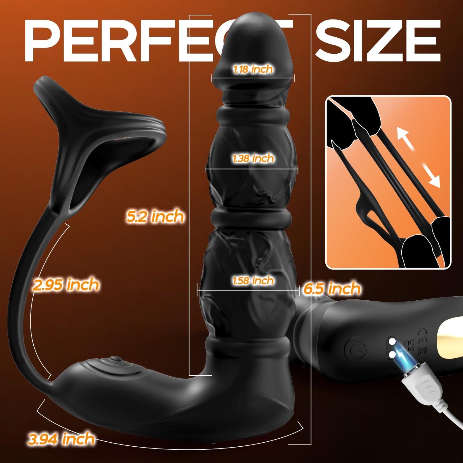 Pro Personal Wellness Massager – App & Remote-Controlled Silicone Device with 9 Dynamic Motion & Vibration Modes, Realistic Textured Design, Flexible Beaded Comfort & Ergonomic Fit