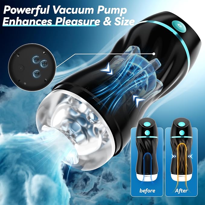Suction Male Masturbator, AI Pocket Pussy with 7 Modes Adult Toys | Hands-free suction male stroker with 7 modes, 3D textured sleeve, AI interaction, removable cup, and easy-clean design